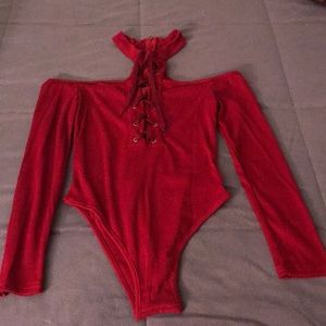 Red lace up jumper